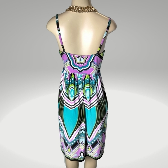 COLORFUL summer dress knee length size 6 - Picture 3 of 8